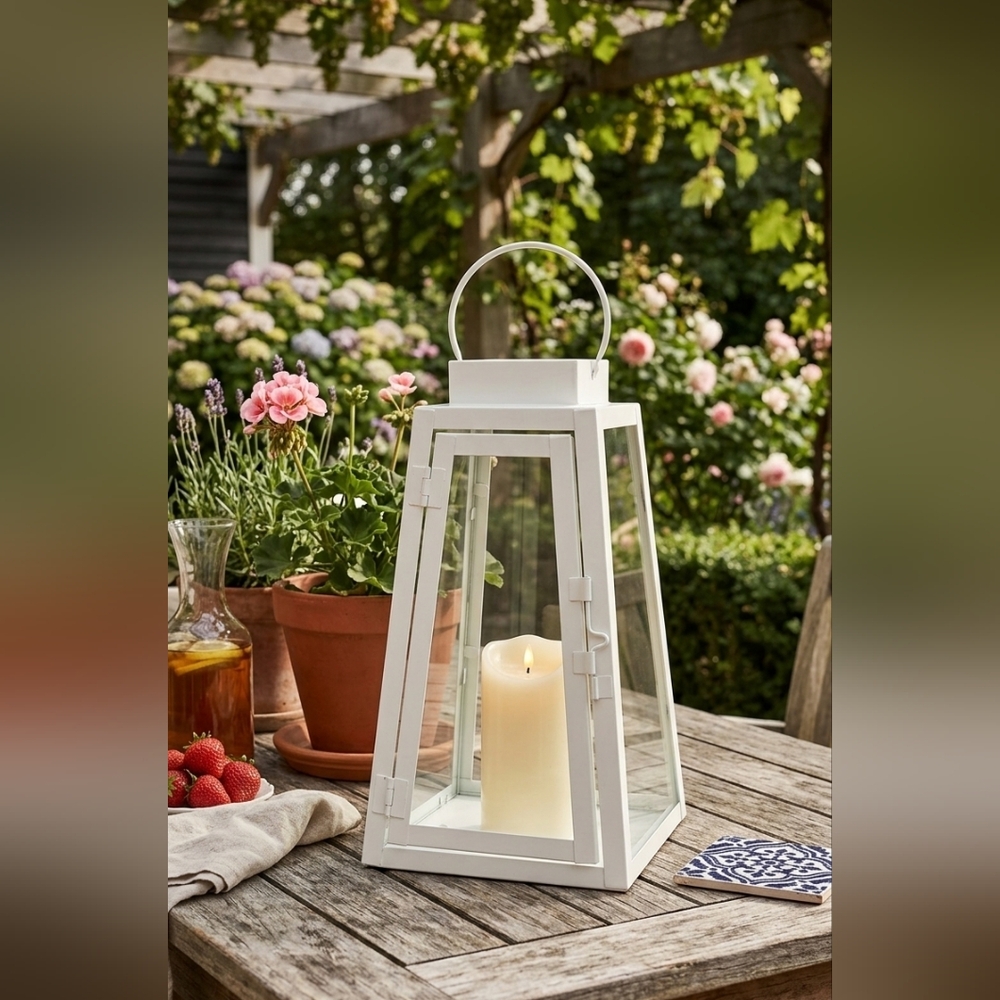 Fusion Products Triangle Lantern - Metal - 9-in - Bright White
